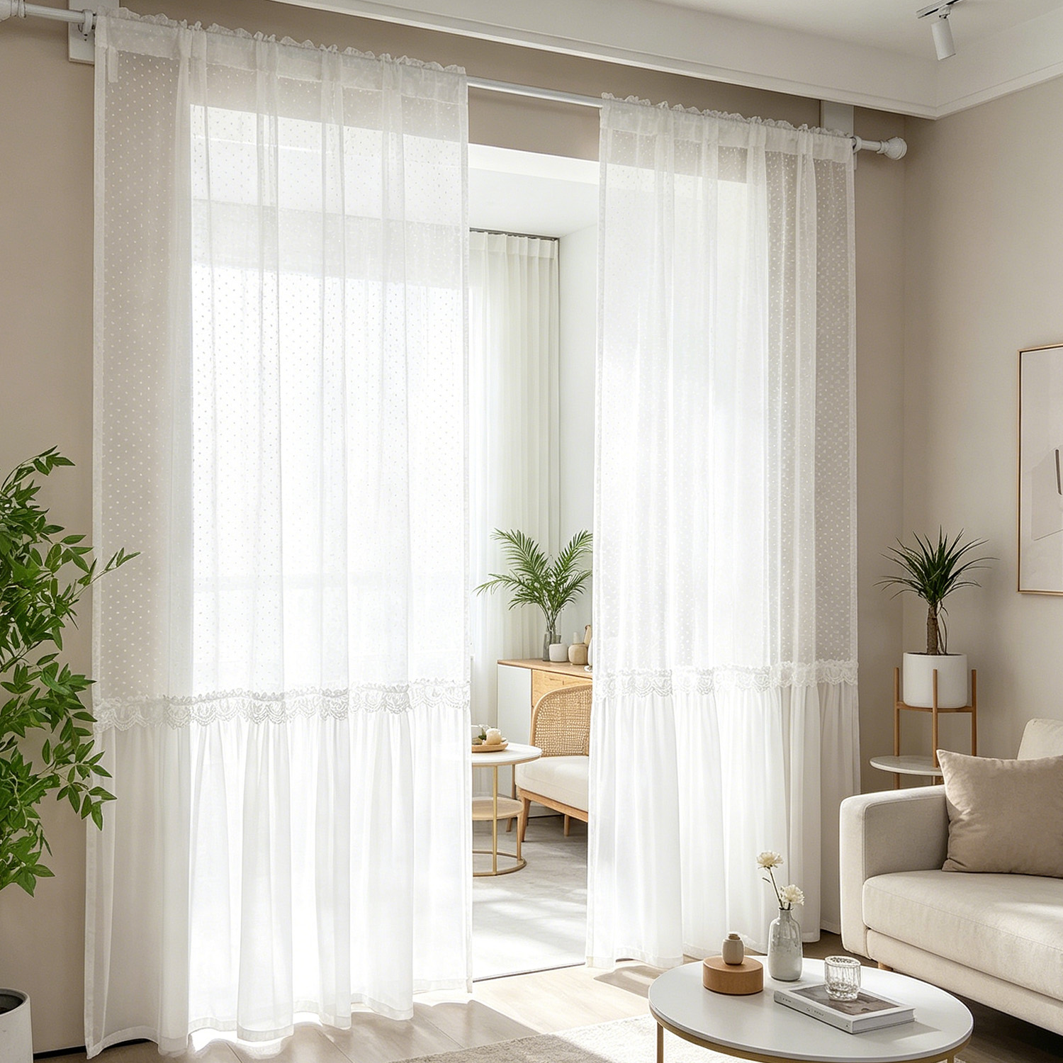 Home Textiles France - French Romantic Sheer Curtain with Polka
