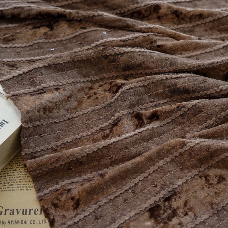Velvet Lace Stripe Fabric Embr - огляд і ціна Home Textiles Luxury Curtains