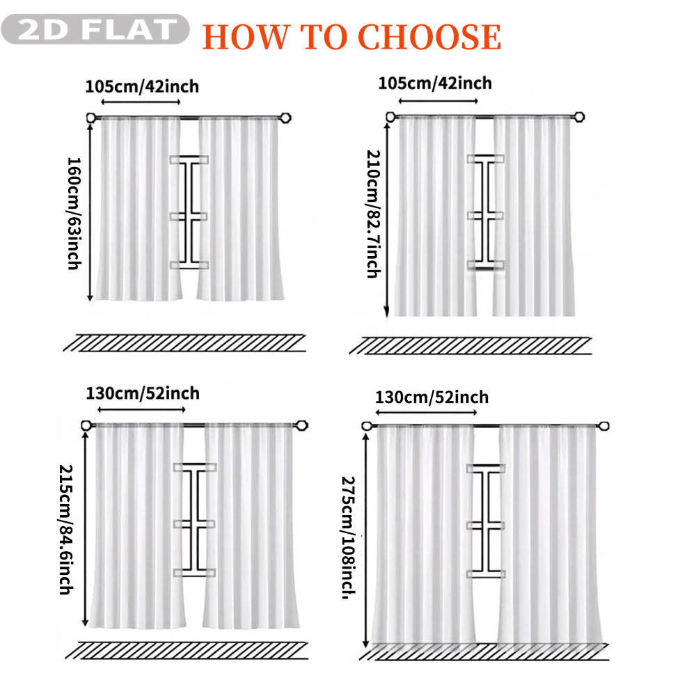 Custom 2D Flat 2pcs Sheer Curt - огляд і ціна Home Textiles Design