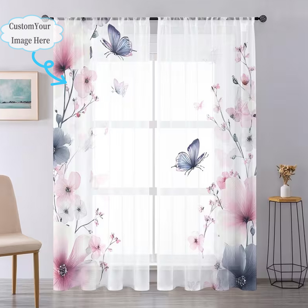 Custom 2D Flat 2pcs Sheer Curt - огляд і ціна Home Textiles Design