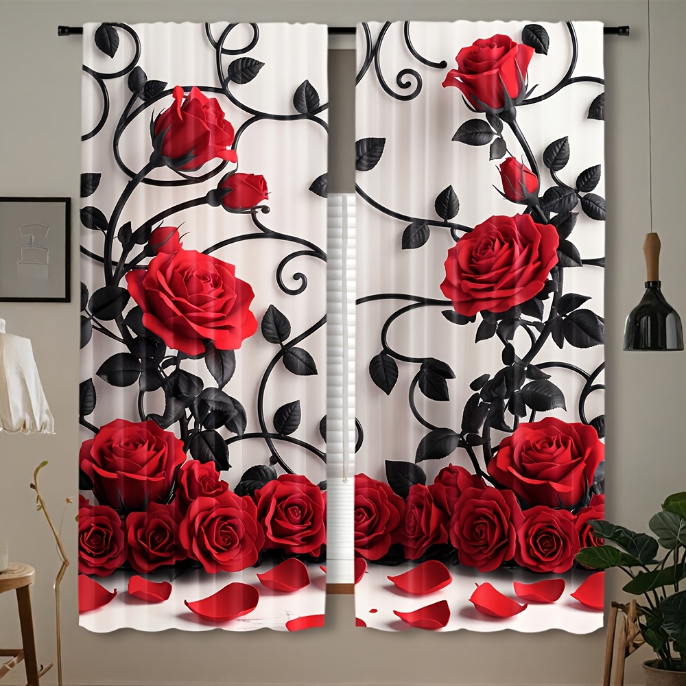 Luxury Red Rose Floral Pattern - огляд і ціна Home Textiles Luxury Curtains