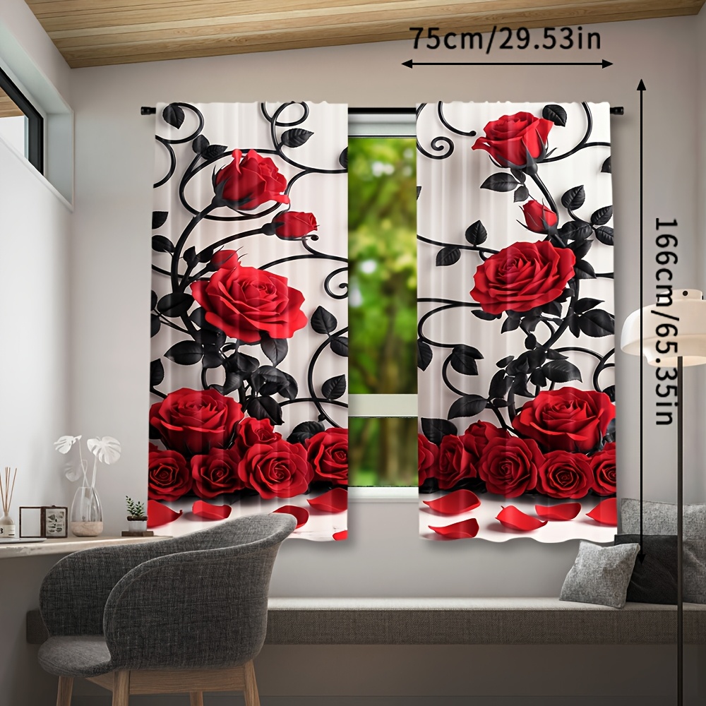 Luxury Red Rose Floral Pattern - огляд і ціна Home Textiles Luxury Curtains