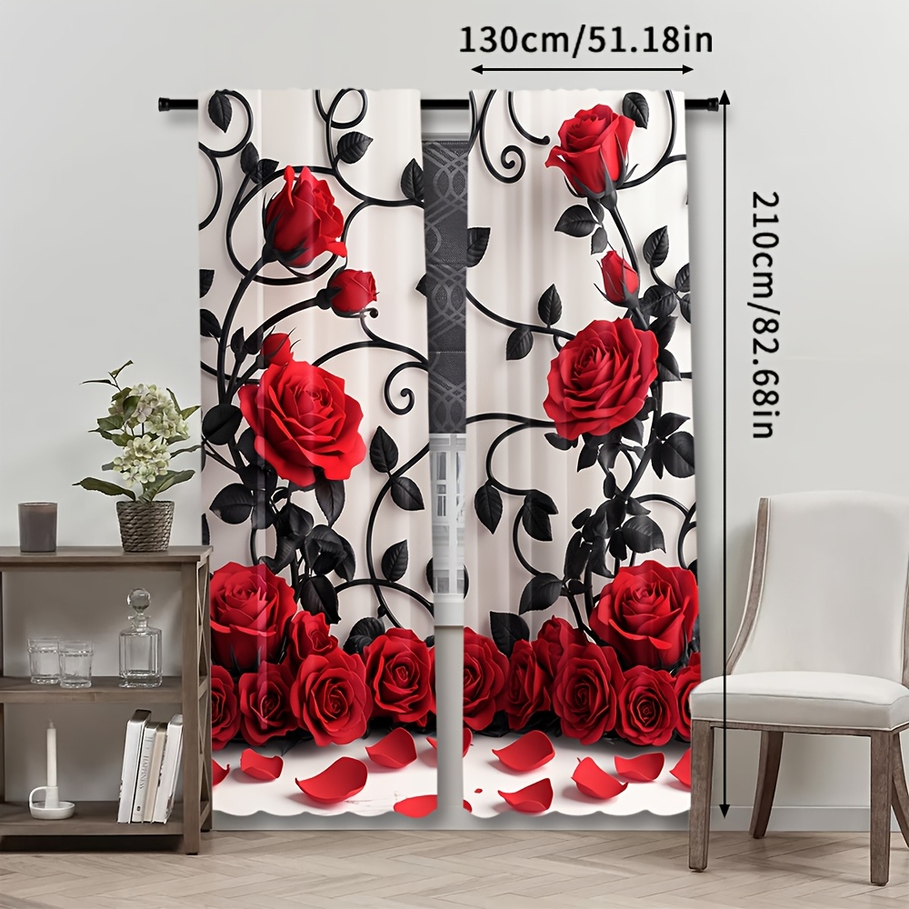 Luxury Red Rose Floral Pattern - огляд і ціна Home Textiles Luxury Curtains