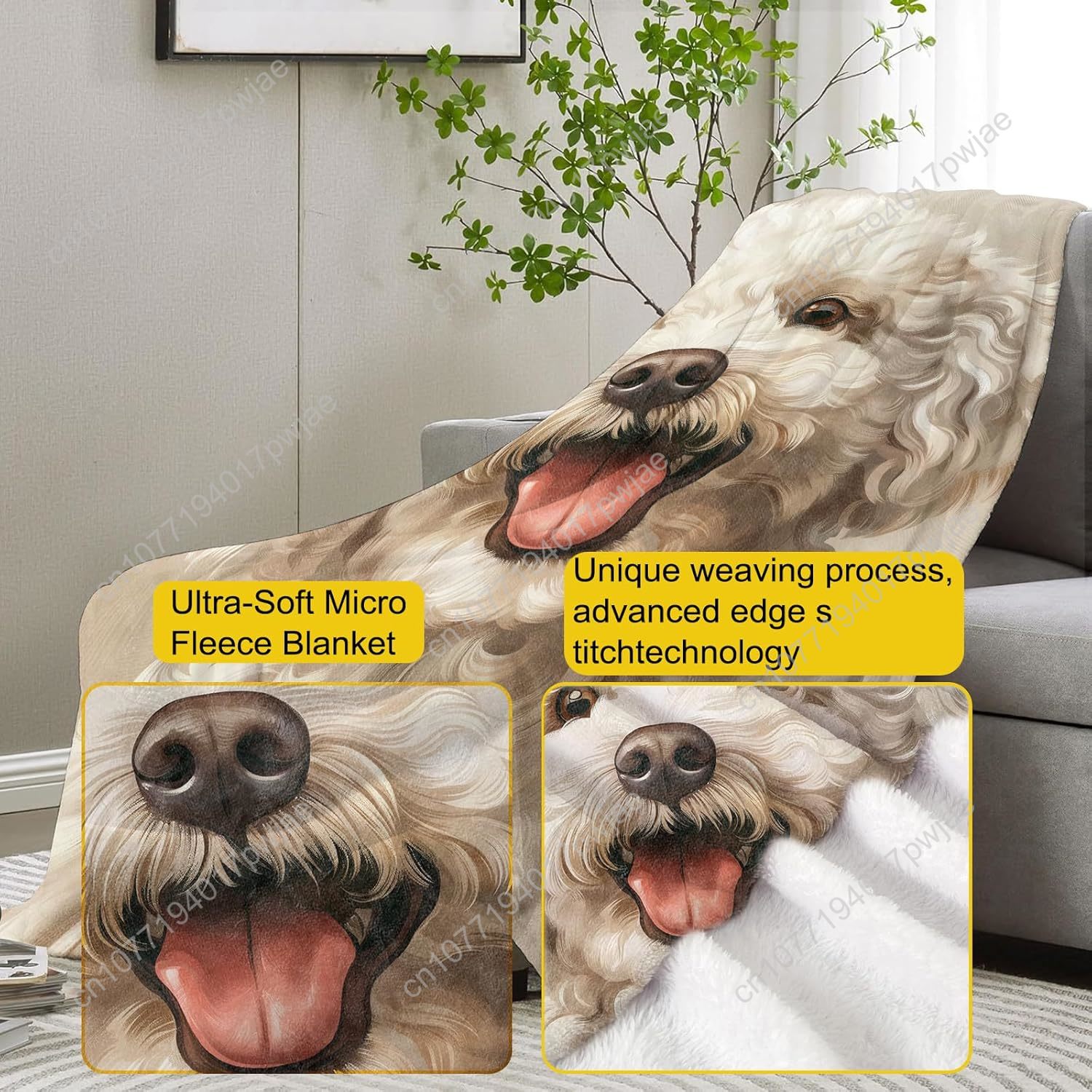 Joyful Poodle Portrait Blanket - огляд і ціна Home Textiles Design