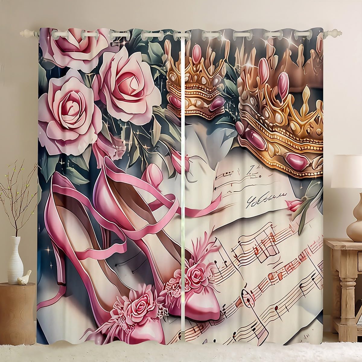 Pink Rose Heels Curtain Shower - огляд і ціна Home Textiles Luxury Curtains