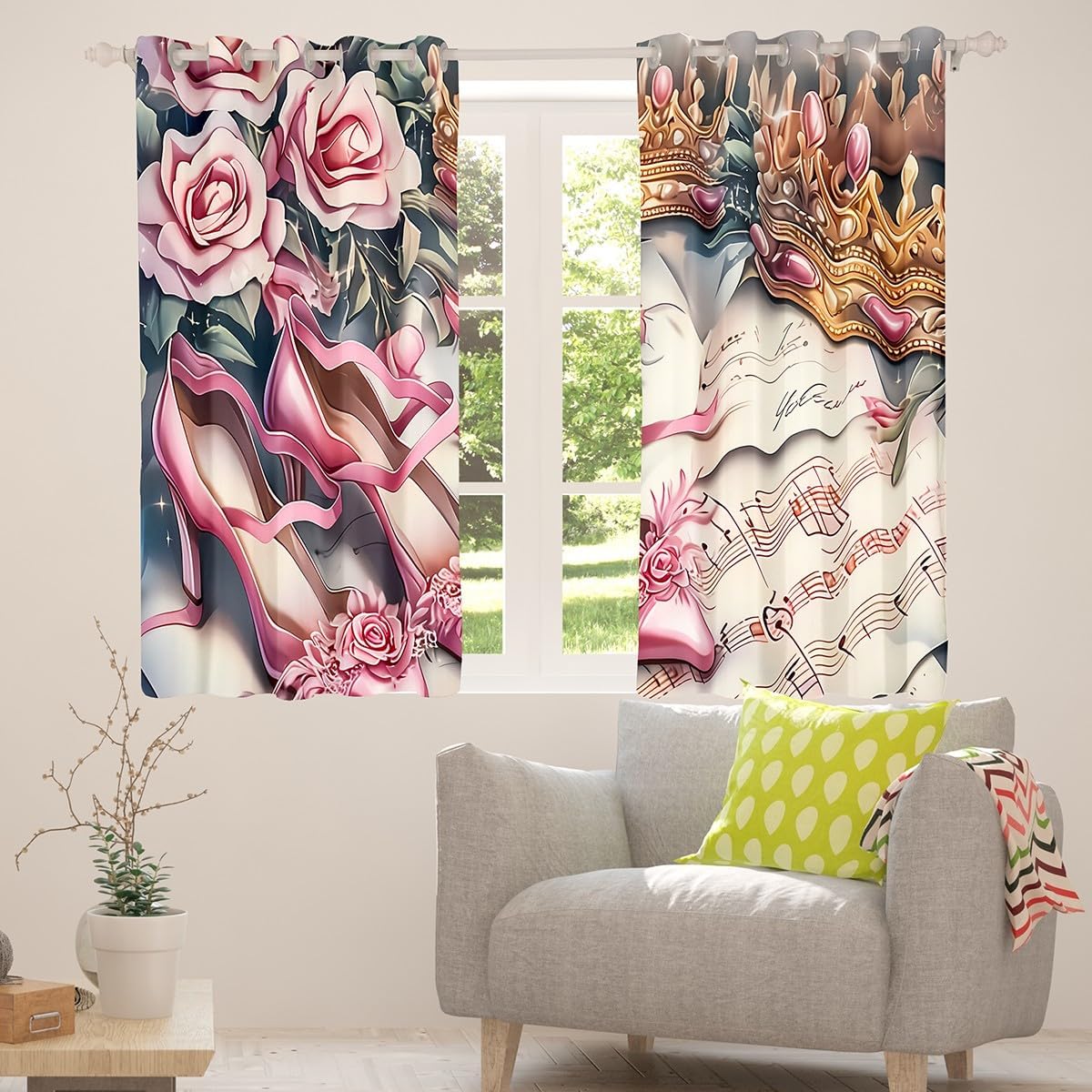 Pink Rose Heels Curtain Shower - огляд і ціна Home Textiles Luxury Curtains