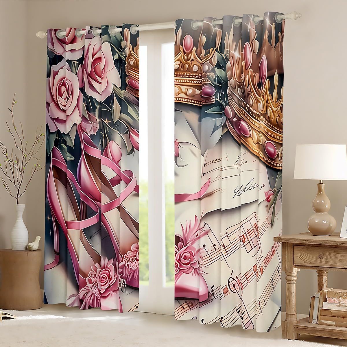Pink Rose Heels Curtain Shower - огляд і ціна Home Textiles Luxury Curtains